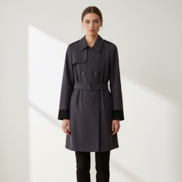 Vintage Celine blue & black classic trench coat with a twist - size 40 (Medium) - Picture 1 of 12
